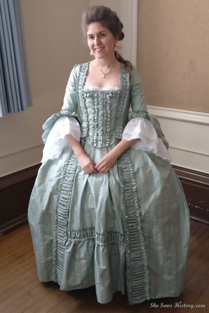 18th Century Marie Antoinette style Aqua Silk Ball Gown