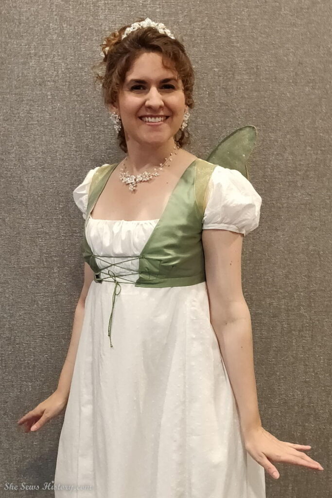 Regency Fairy costume with green bodice and wings